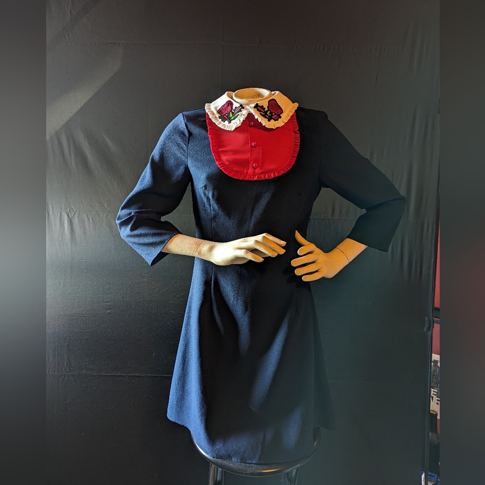 The Moon Mod shift dress red floral collar